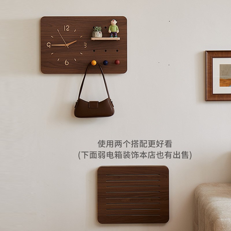 2025新款洞洞板挂钟电表箱装饰画时钟总开关配电盒遮挡时钟免打孔