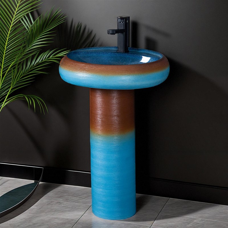 2021款一体盆立柱盆落地式洗手盆简易卫生间洗脸台阳台户外洗手池