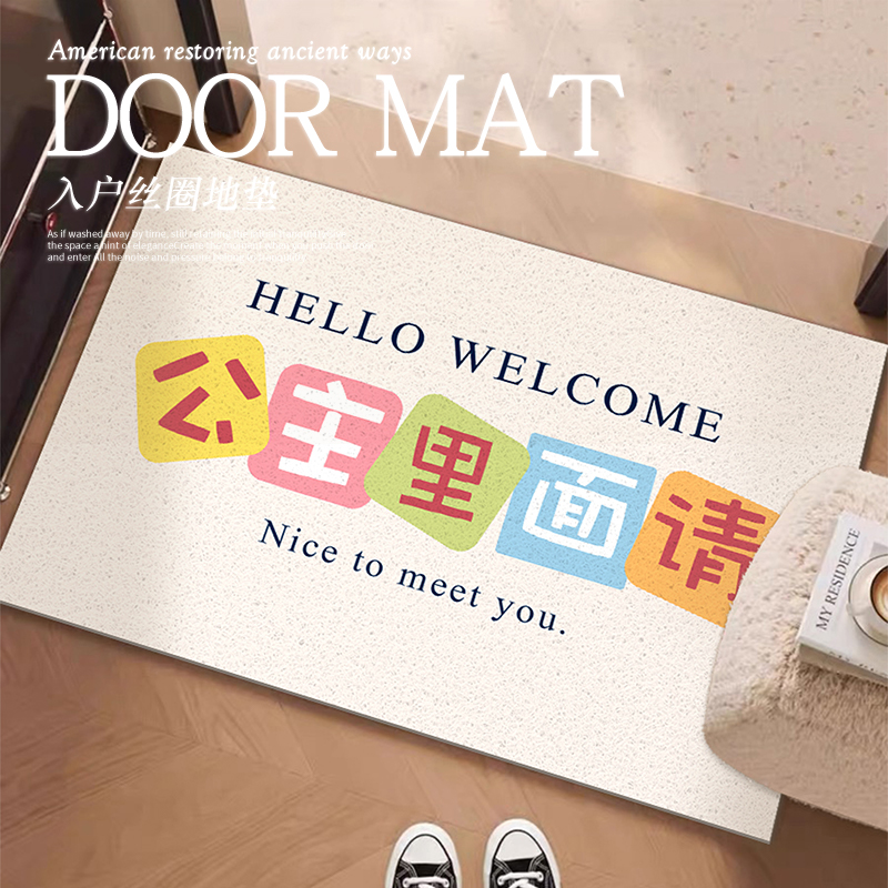公主里面请入户门丝圈地垫门口防滑脚垫进门垫家用地毯可裁剪定制