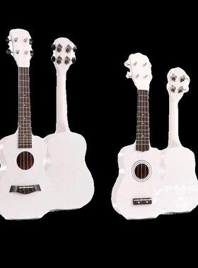 ukulele白色木质初学者入门尤克里E里21寸23寸小吉他乌克丽丽刻字