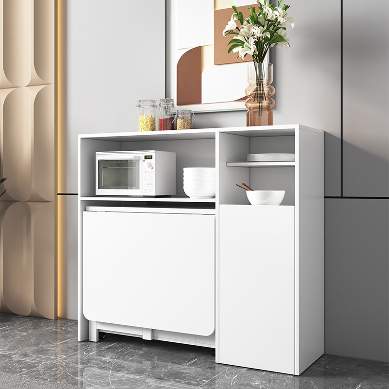 奶油风小户型折叠餐桌家用长方形现代简约简易多功能可伸缩吃饭桌