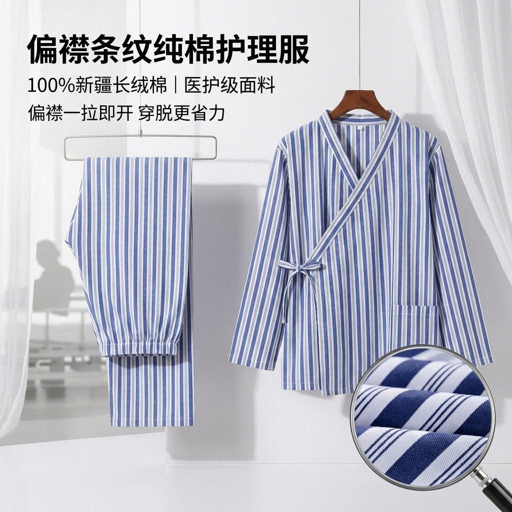 尚锦袂系带易穿脱纯棉病号服女病人睡衣两件式套装男医院患者护理