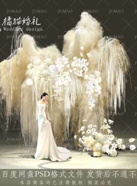 56PS韩式婚礼白色麻丝花艺蝴蝶兰白色毛绒花艺素材小众婚礼布置