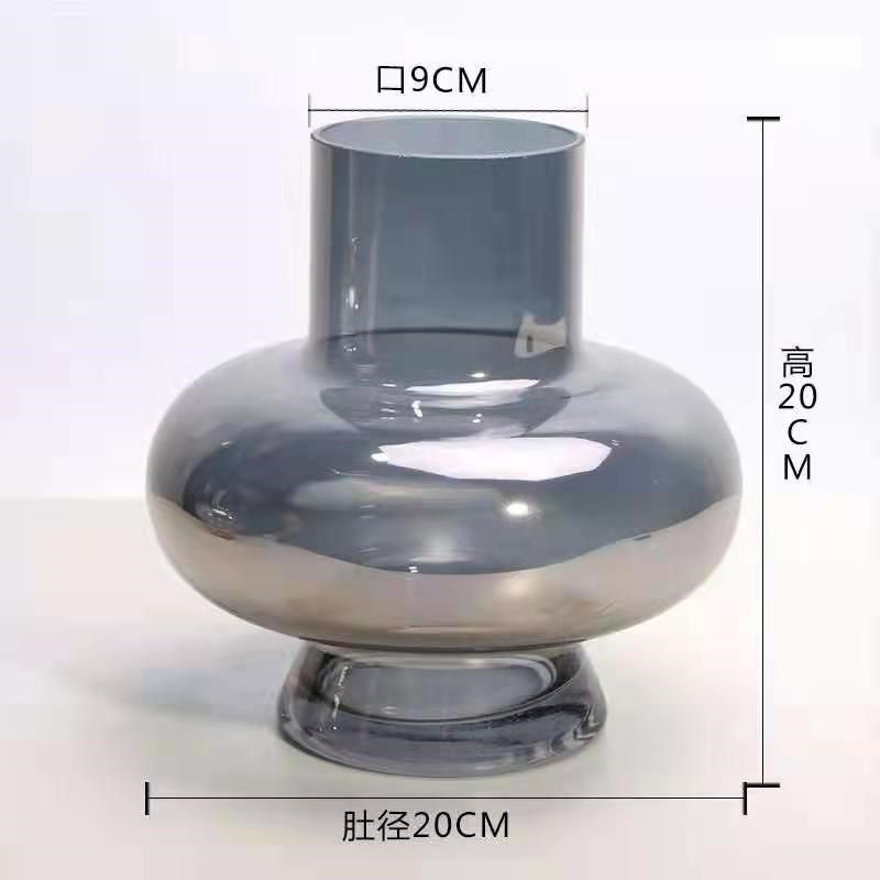 欧式大肚灯笼花瓶桌面办公室水培花瓶插J花器幻彩花瓶玻璃容器定