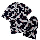 亲子家居睡衣浴服桑拿服定制 情侣日式 汗蒸服女亚麻开衫 国风大码