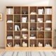 全实木隔断置物架原木风客厅餐厅整墙格子架办公室书架落地182CM