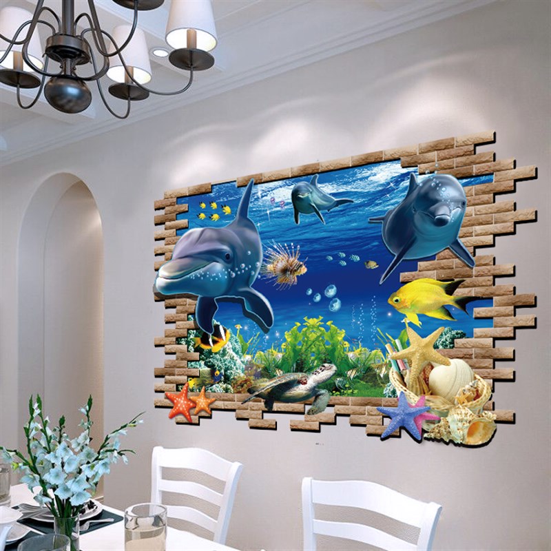 3D立体墙贴大学生宿舍贴画寝室地板墙壁纸装P饰天花板贴纸自粘墙