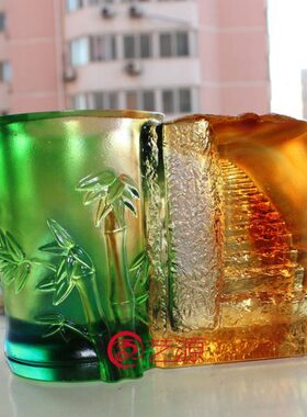 艺源 琉璃摆件步步节节高升笔筒办公室书房创意礼品实用生日礼物
