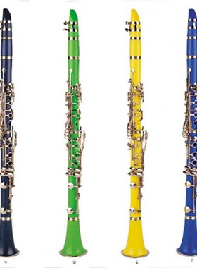 彩色单簧管ABS兰色黑管白色黑管 蓝色 黄色单簧管 U降b 调彩色黑