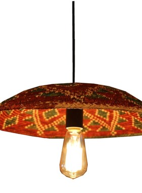 咖啡厅书店工业风装修竹吊灯竹灯罩竹编篮子灯斗笠灯罩竹灯笼