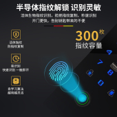 德国邦捷固玻璃门指纹锁办公室密码 锁推拉门免开孔免地插双开门