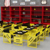 工业风酒吧铁艺集装 箱卡座沙发清吧咖啡餐厅烧烤店音乐餐桌椅组合