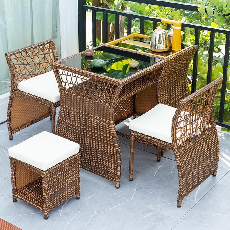 阳台休闲小桌椅藤椅三件套创意茶桌椅组户外桌椅庭院一桌二椅网红