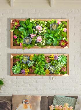 30X80彷真多肉绿植框壁挂 北欧现代绿植墙立体壁饰高彷植物墙装饰