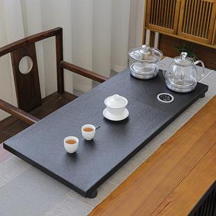 全自动上水茶台烧水壶一体电磁炉家用茶海定制刻字 乌金石茶盘套装