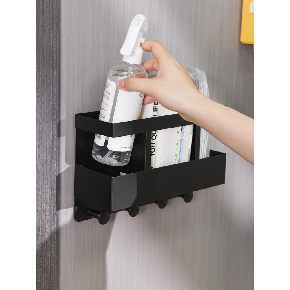 磁吸一次性口罩收纳盒入户门口壁挂分格存放防盗门挂钩置物架磁铁