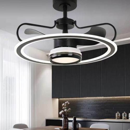 北欧创意餐厅风扇灯大风力卧室书房吊扇灯2024新款一体电风扇吊灯