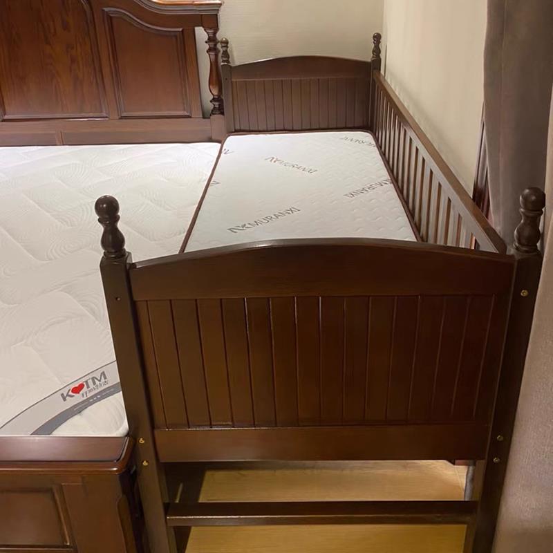 山毛榉木拼接床带护栏实木儿童床可升降小床边床定做加宽婴儿床