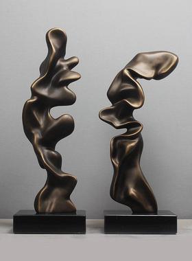 雕塑摆件抽象艺术品摆设现代轻奢软装饰品玻璃钢家居售楼书房陈设