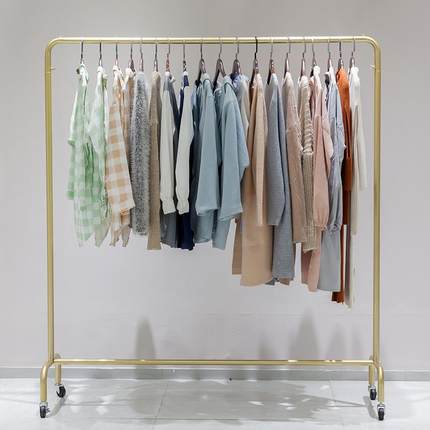 服装店展示架落地式挂衣架女装店货架侧挂水管可推拉移动带滑轮子