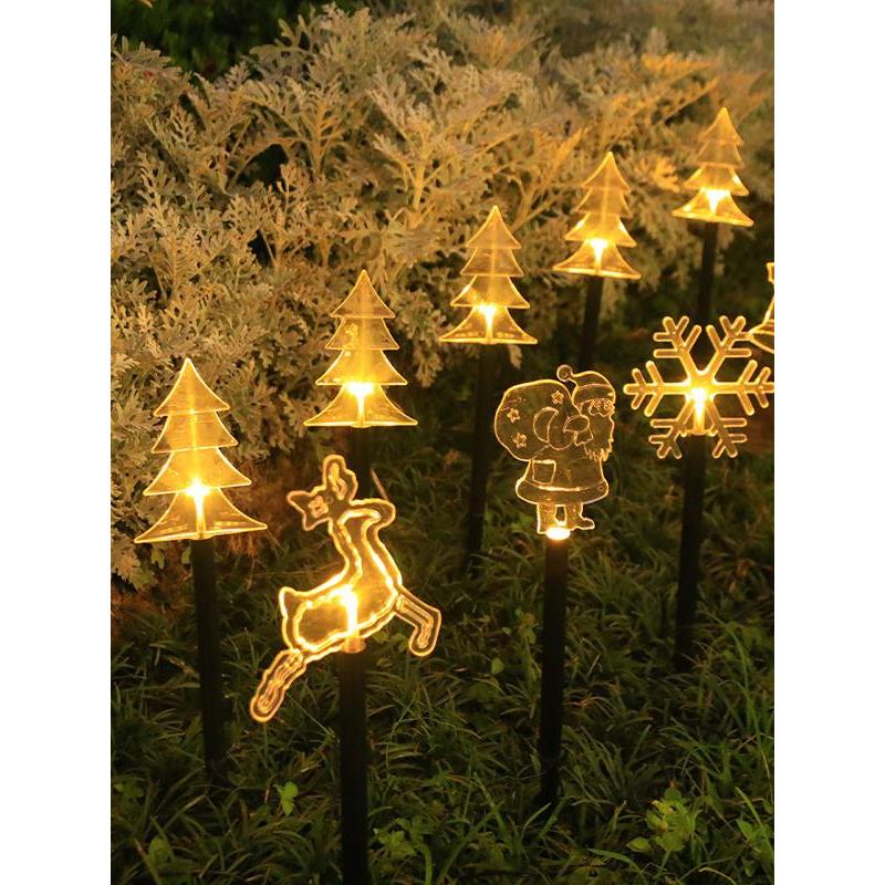 Led太阳能圣诞地灯星星圣诞树雪花户外庭院草坪公园防水装饰灯