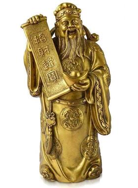 纯黄铜财神爷佛像客厅家用摆件文财神站像装饰品乔迁开业礼品中式