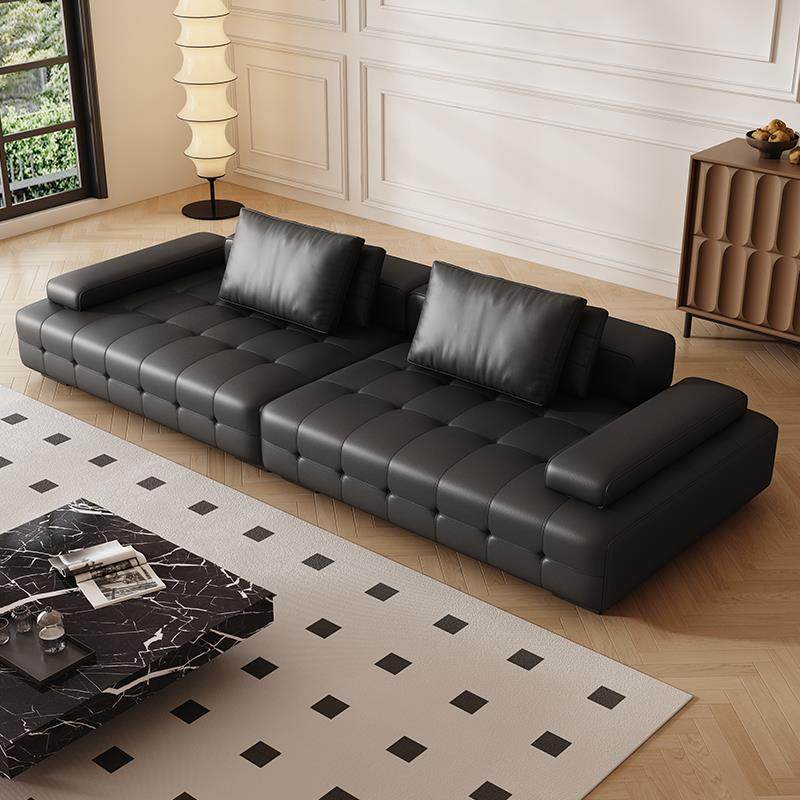 劳伦斯真皮沙发意式极简黑色沙发客厅2025新款轻奢现代风