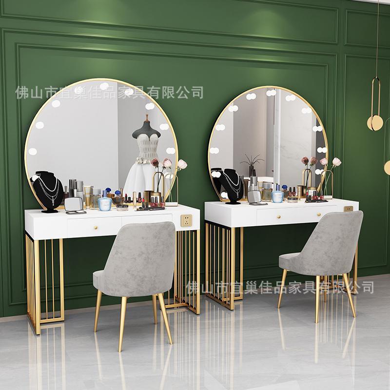 影楼大理石化妆台带灯婚纱摄影梳妆台美容院工作室化妆桌