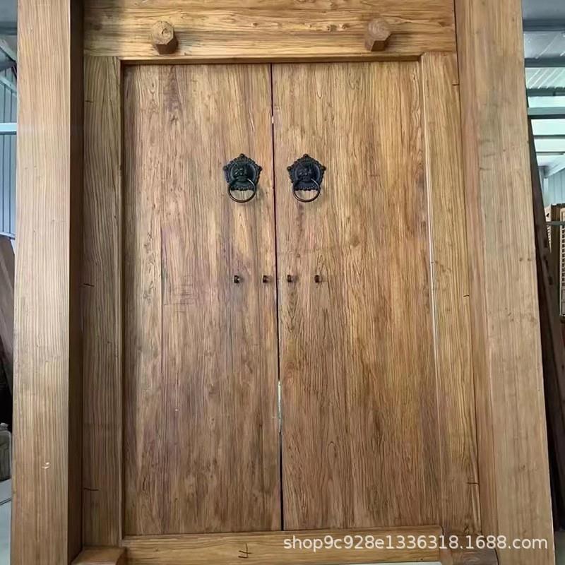 复古中式老榆木进户大门庭院仿古老榆木入户门双开门实木单木门