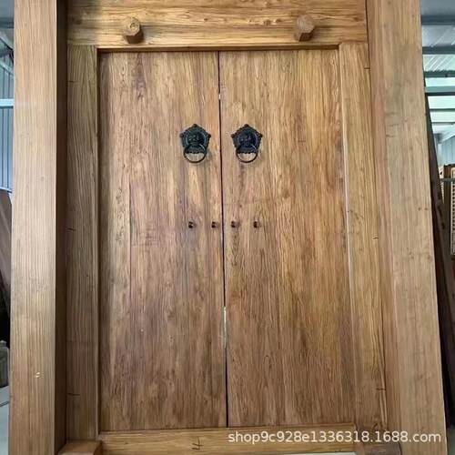复古中式老榆木进户大门庭院仿古老榆木入户门双开门实木单木门