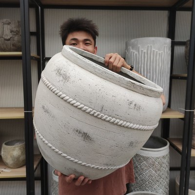 特大口径中古风陶罐镁泥盆龙鳞春C羽花盆南法风落地侘寂风专用花