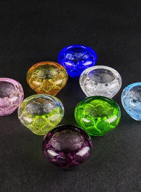 酥油灯烛台琉璃供具蜡七彩座小号架供灯法摆件台灯古