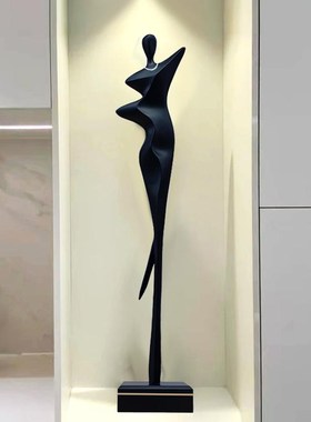 玄关入户艺术轻奢瘦长型壁龛酒店抽E象人物雕塑落地摆件高级感装