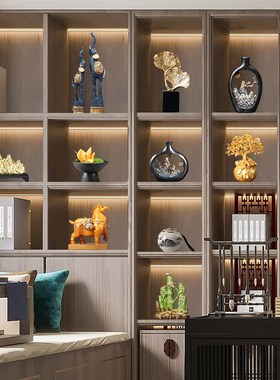 老板董事b长领导办公室装饰品摆件书柜背景柜桌面高级轻奢送礼摆