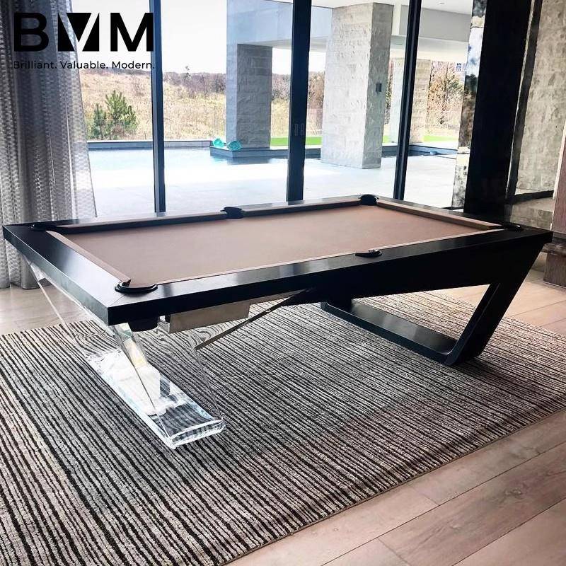 亚克力玻璃台球桌豪宅别墅高端美式黑八花式九球成人桌球台标准