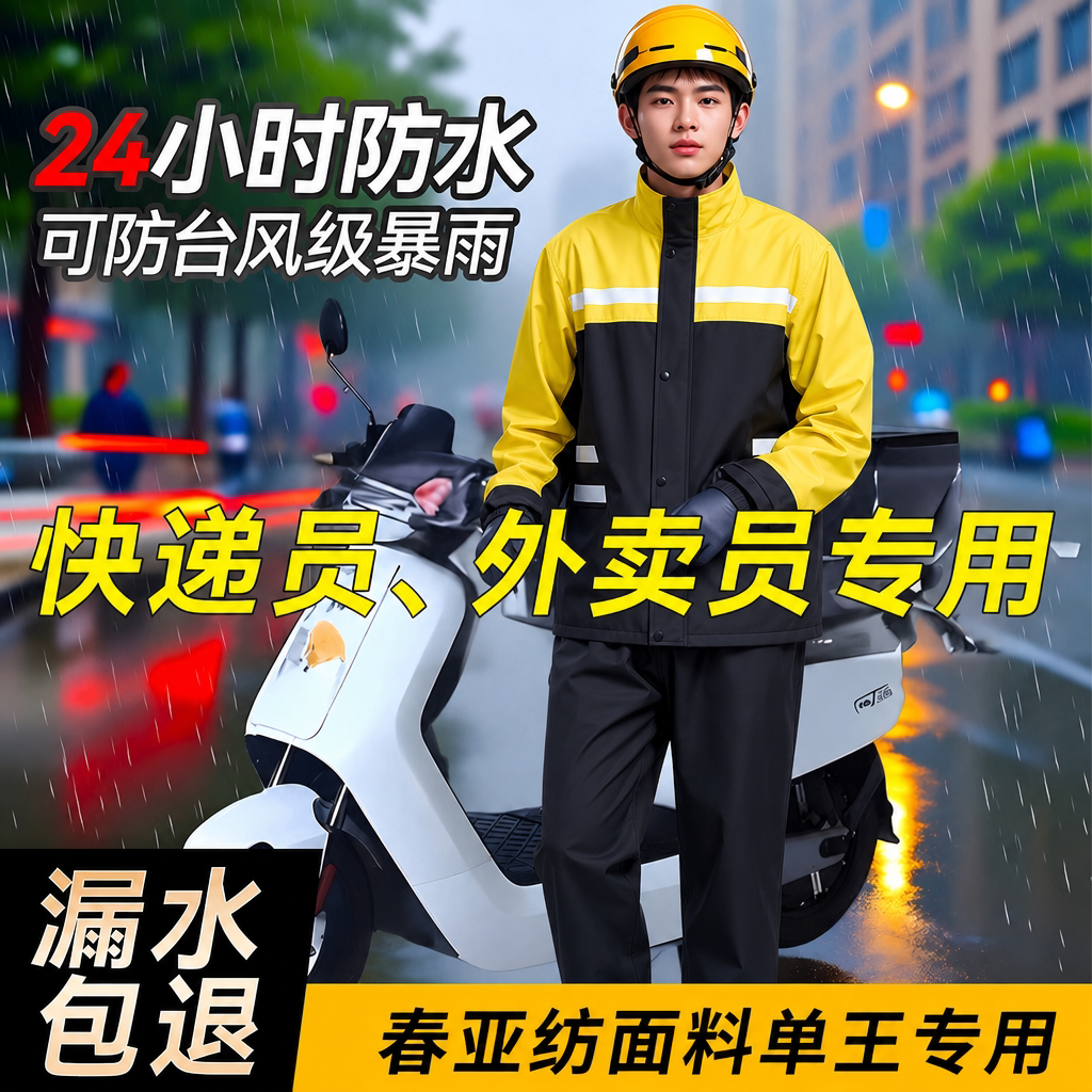 外卖骑手防暴雨反光分体雨衣