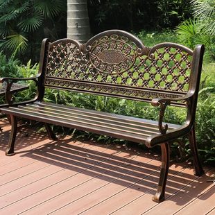 户外公园椅铸铝休闲长排大凳子广场长凳庭院花别墅不锈钢室外长椅