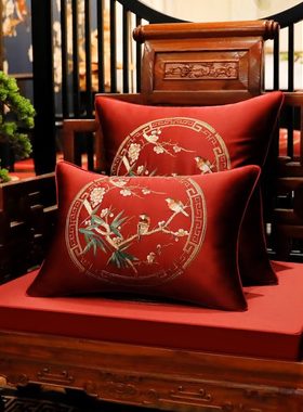 红色新中式红木沙发垫实木家具罗汉床垫套罩防滑中国风沙发巾定做