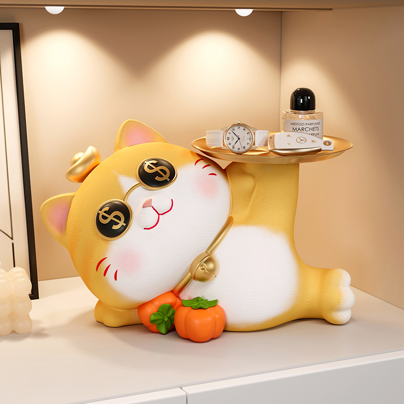 招财猫客厅入户玄关钥匙收纳家居酒柜摆件桌面P装饰品乔迁新居礼