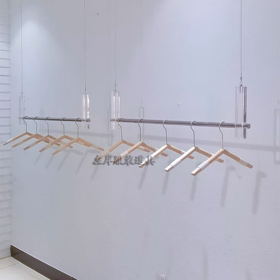 服装店不a锈钢吊架悬挂衣杆压克力钢丝侧挂展示架女装橱窗陈列货