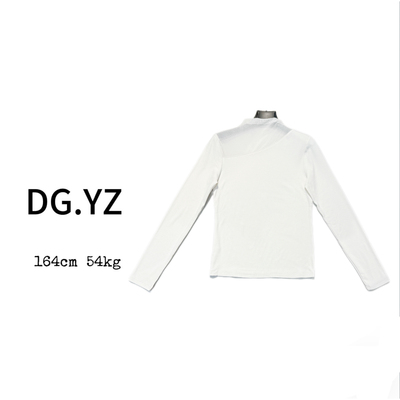 【樱子家】3026F斜肩网纱气质简约打底上衣