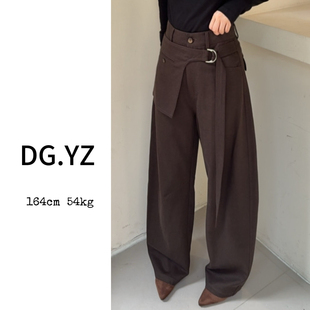 3016F通勤设计感拼接弯刀休闲长裤 樱子家