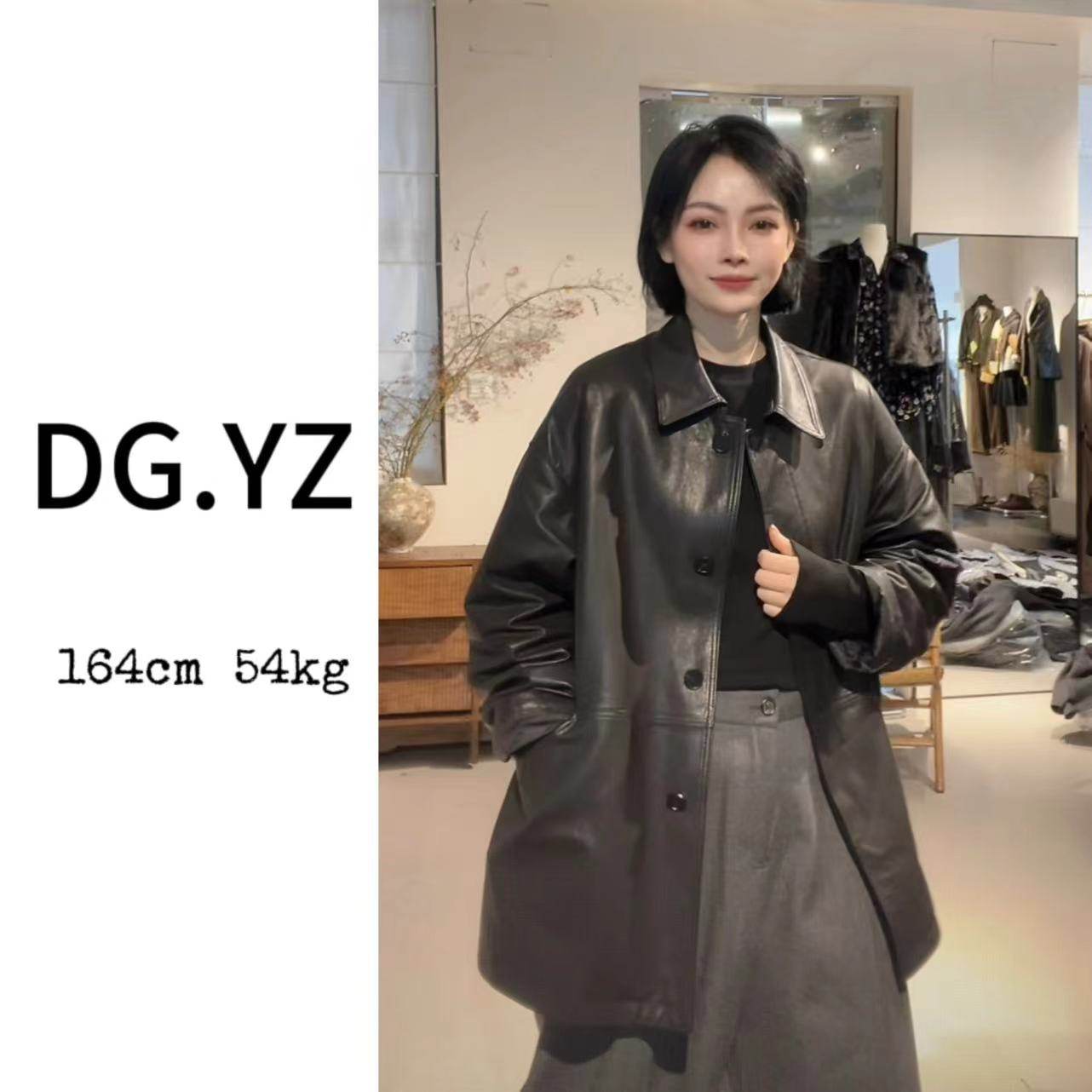 【樱子家】88228F简约高级感polo领风衣中长款皮衣鹅绒服外套