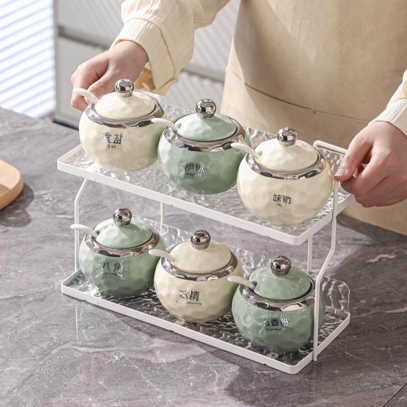轻奢陶瓷调味罐套装厨房盐味精佐料收纳盒家用辣椒罐调料盒置物架,厨房/烹饪用具,调味瓶罐/调料研磨器,淘宝优惠券,粉丝福利购,淘宝优惠卷