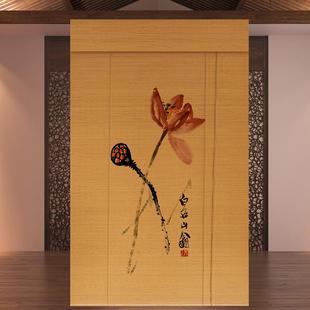 竹帘卷帘印花图案竹窗帘隔断竹卷帘背景帘中国风竹帘子 定制新中式