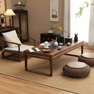 需定制宋代美学阳台茶桌禅意榻榻米实木飘窗茶台小户型家用2025新