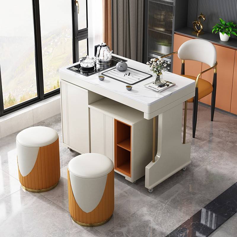 需定制可移动可旋转茶台茶桌椅组合带轮家用阳台小户型泡茶桌烧水