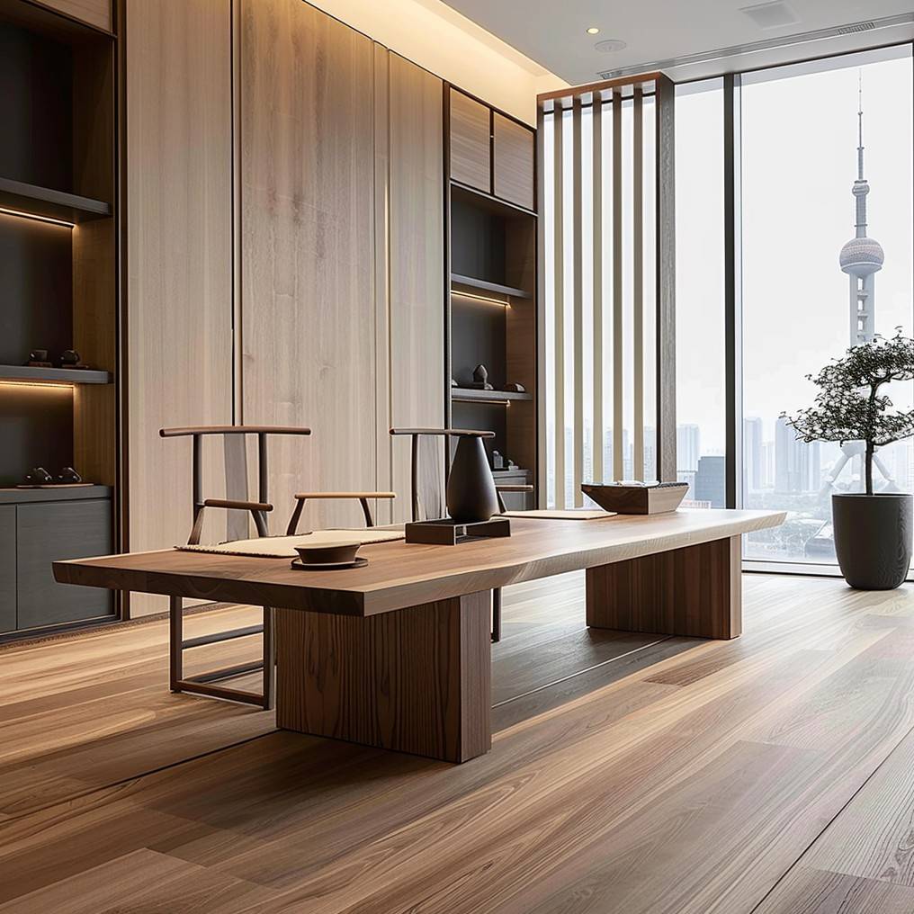 需定制新中式黑胡桃木榫卯茶桌椅禅意现代简约民宿茶台办公室家俱