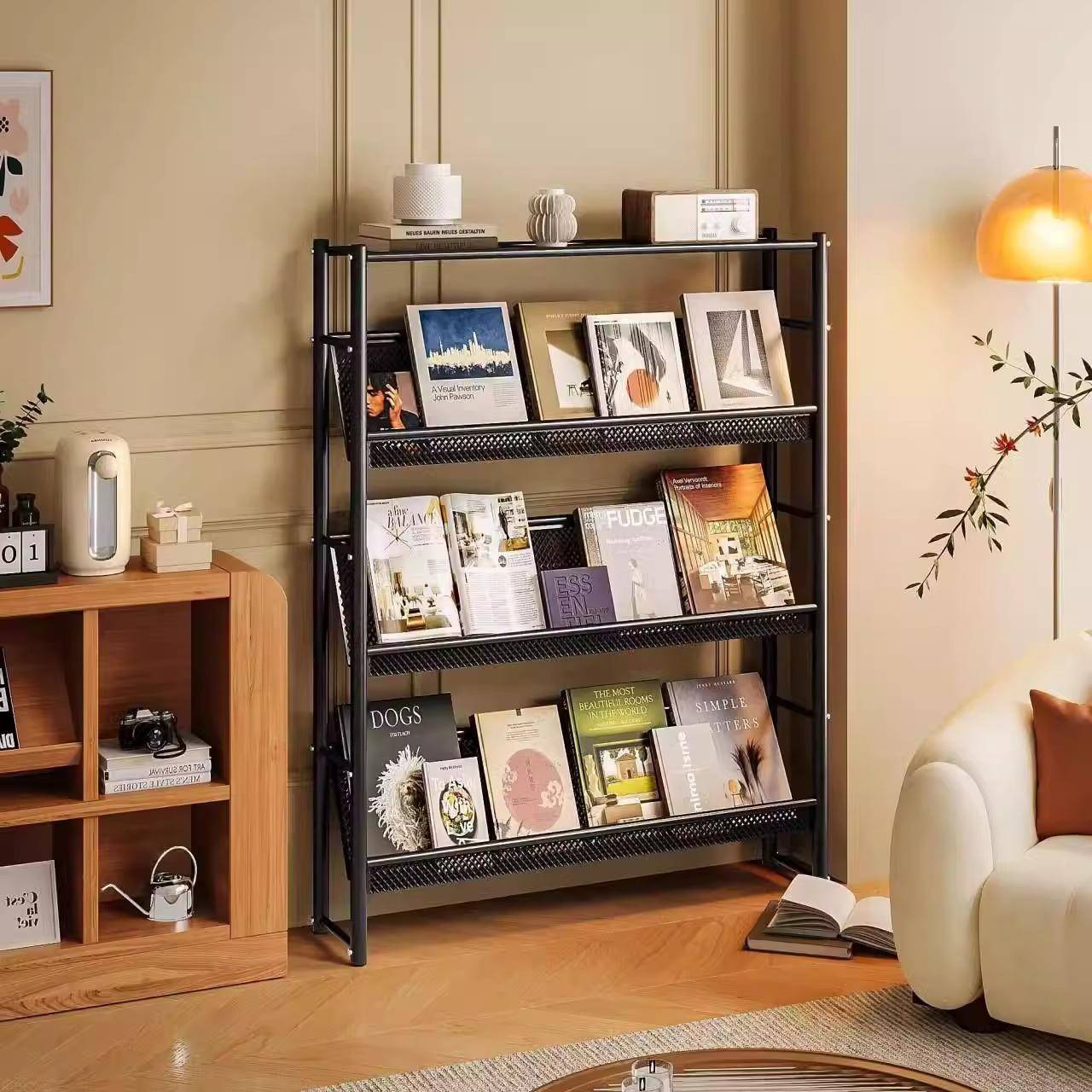 需定制铁杂志书架地板站立的报纸架报纸存储家客厅书刊展示架图画