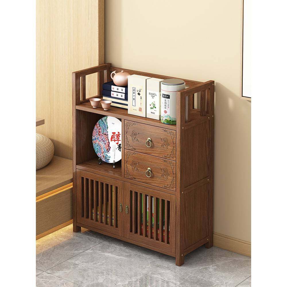 需定制实木收纳储物柜茶具新中式餐边柜置物架博古架茶台茶桌侧边